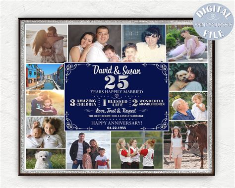 25th Anniversary Photo Collage Silver Wedding T For Etsy