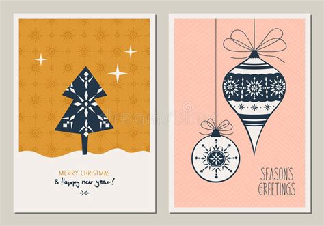 Set Of Decorative Christmas Cards Stock Vector Illustration Of Bright