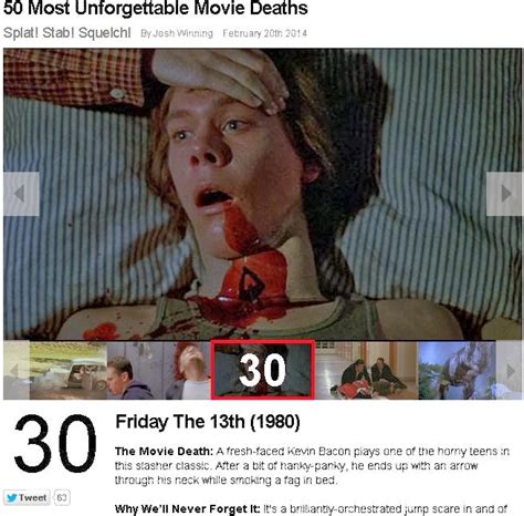 Kevin Bacon Ranked In 50 Most Unforgettable Movie Deaths