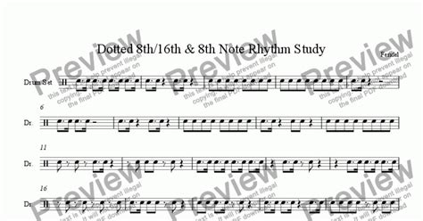 Dotted 8th16th And 8th Note Rhythm Study Download Pdf File