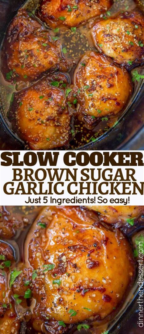 5 Ingredient Slow Cooker Brown Sugar Garlic Chicken Is