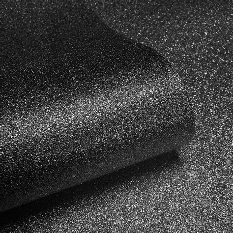 Muriva Sparkle Plain Glitter Wallpaper In Black 701353