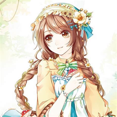 Cute Girl With Flowers ♥♥♥♥♥ Anime Girls ♥ Pinterest Flowers