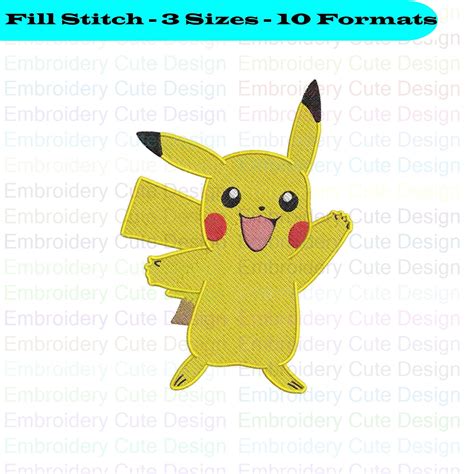 Pikachu Pokemon 10 Embroidery Design 3 Sizes 10 Formats Etsy