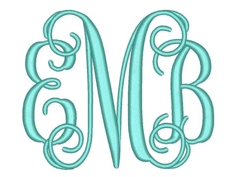 4size Interlocking Monogram 3 Letters Monogram Font Bx Fonts Embroidery