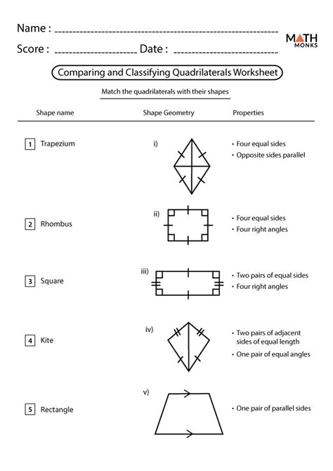 Quadrilateral Worksheets 5th Grade
