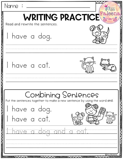 Kindergarten Worksheet For Writing