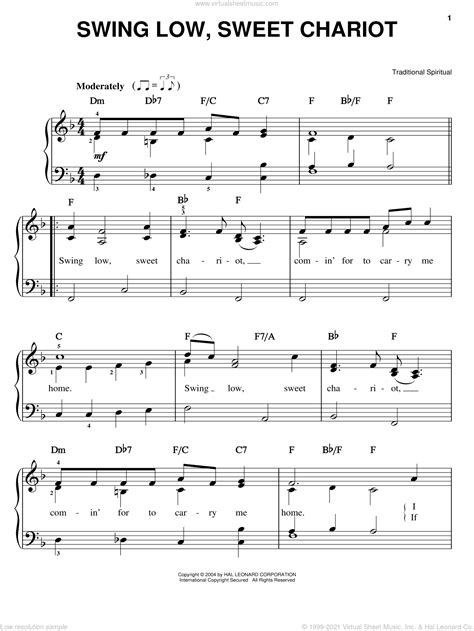 Download and print sultans of swing sheet music for guitar chords/lyrics by dire straits from sheet music enjoy an unrivalled sheet music experience for ipad—sheet music viewer, score library. Swing Low, Sweet Chariot sheet music (easy) for piano solo int
