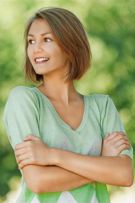 Smiling Beautiful Young Woman Close Stock Image Image Of Leisure