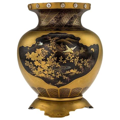 Japanese Meiji Period Gold Lacquer And Shibayama Vase Circa 1890 At