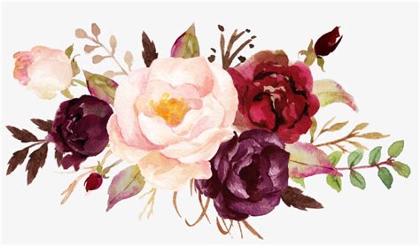 Bordeaux Burgundy Watercolor Flowers Clipart Fall Floral Graphics