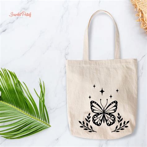 butterfly design canvas tote bag personalized tote bag etsy
