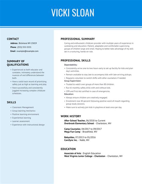 Find graded biotechnology cv templates from the livecareer cv example directory. 2020 Best Child Care Provider Resume Example | MyPerfectResume