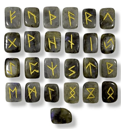 Labradorite Runes Crystal Rune Stones Set Elder Futhark Viking Gemstone