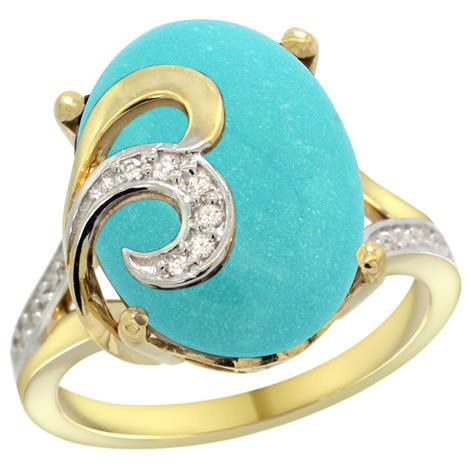 Amazon Com K Yellow Gold Natural Turquoise Ring X Mm Oval Shape