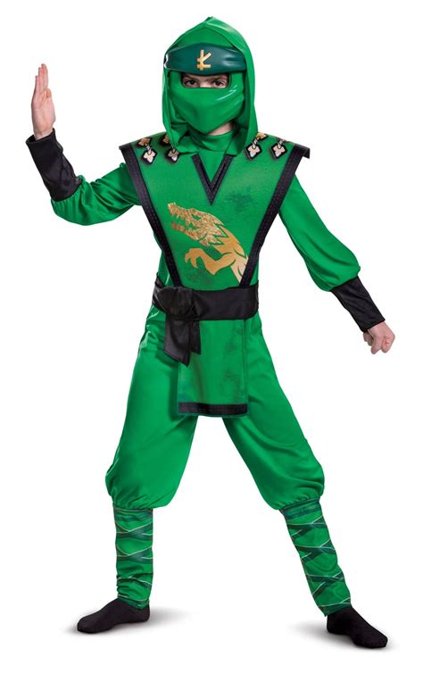 Lloyd Boys Green Lego Ninjago Deluxe Jumpsuit Halloween Costume 4 6