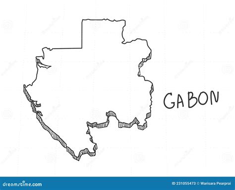 Gabon Drawn On Gray Map Vector Illustration 85678608