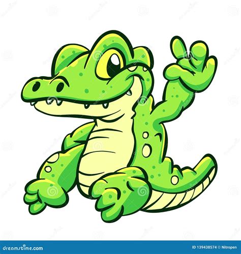 Baby Alligator Cartoon Hello Stock Vector Illustration Of Vector