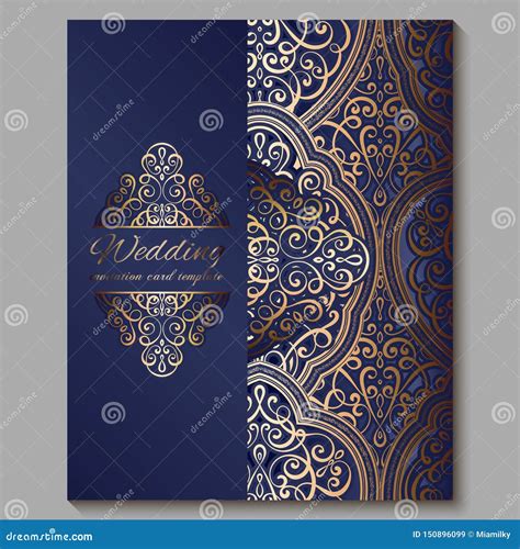 Wedding Invitation Card With Gold Shiny Eastern And Baroque Rich