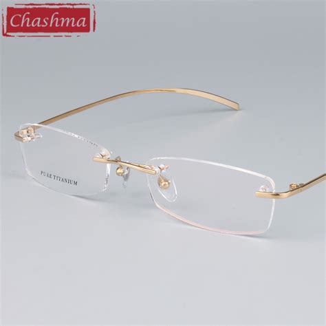 chashma brand eyeglass pure titanium light rimless designer glasses quality frame prescription