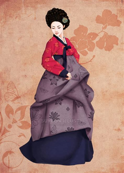 Korean Traditional Clothes Hanbok Illustration Korean Illustration