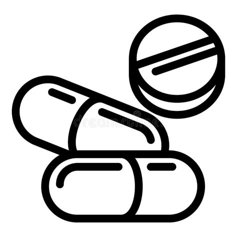 Capsule And Pills Icon Outline Style Stock Vector Illustration Of