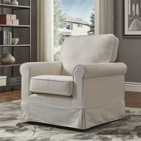 Inspire Q Fallon Rolled Arm Cotton Fabric Swivel Rocking Chair By