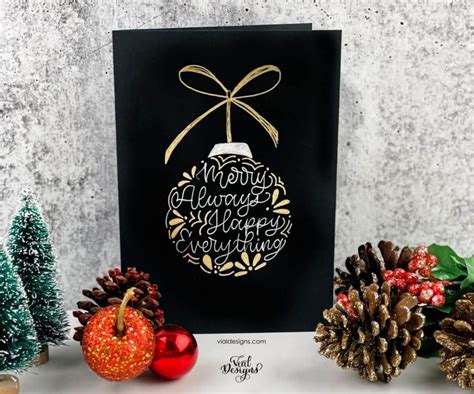Ornament Hand Lettered Holiday Card Vial Designs