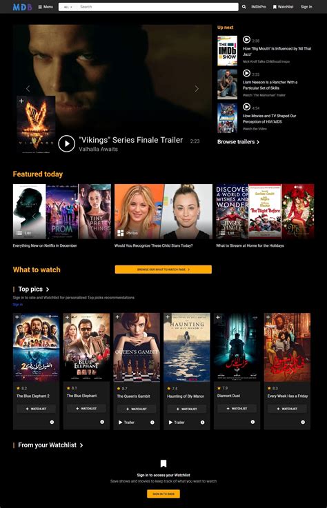 Imdb Homepage Template Bootstrap 5 And Material Design 20