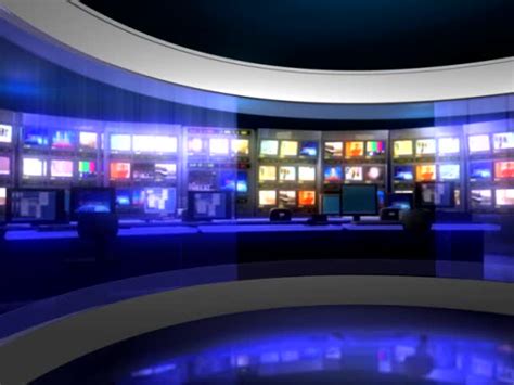 News Studio With A Large Monitor Wall — Stock Video © Movietoolsmedia