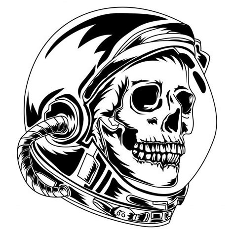 Premium Vector Astronaut Skull Skulls Drawing Astronaut