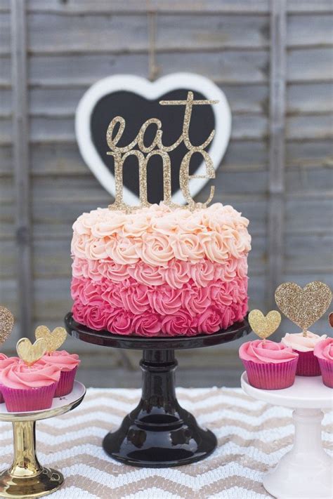 Valentine's day is all about praising the love, you two share and a sweet slice of a cake would be the. Pink + Gold Valentine's Day Party | Rose cake, Birthday ...