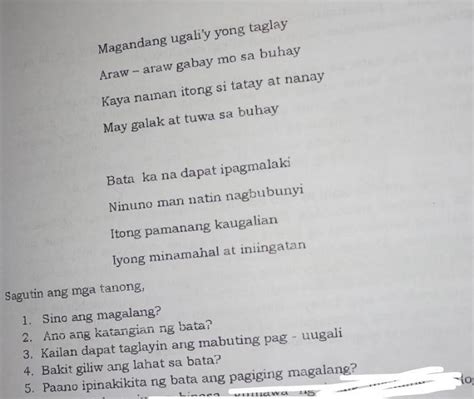 Ang Batang Magalangisang Batang Katulad Molahat Kamiy Giliw Sa