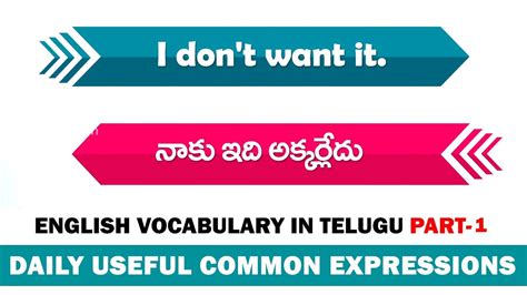 Daily Useful Common Expressions Part 1 English Vocabulary In Telugu