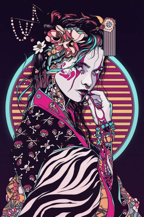 geisha by conrado salinas viobear samurai art cyberpunk art japanese art
