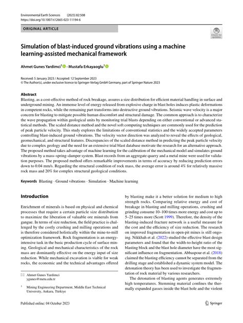 PDF Simulation Of Blast Induced Ground Vibrations Using A Machine