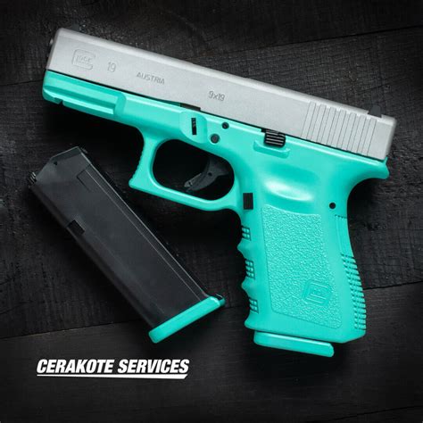 Glock 19 Gen 3 Tiffany Blue Pistol Satin Aluminum Slide Cerakote Services