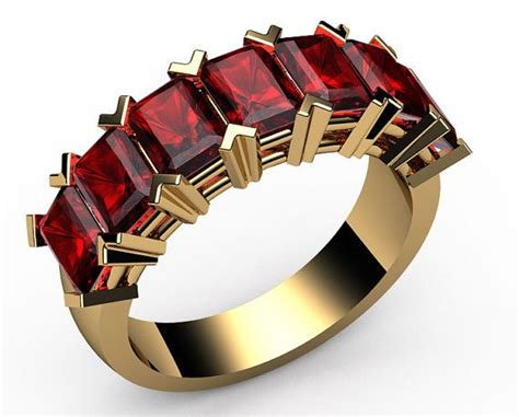 7th Anniversary T 5 Carat Ruby Ring Half Eternity Ring 7 Stones 18k