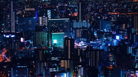 Night City City Lights Aerial View Lighting Night 4k Hd Wallpaper
