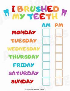 Tooth Brushing Chart Printable Instant Download Etsy Canada Tooth