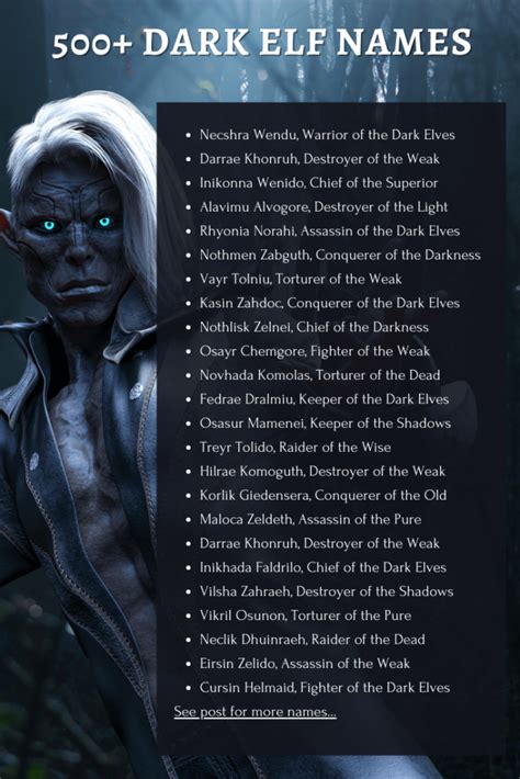 500 Dark Elf Names Master List Generator 🧝 Imagine Forest
