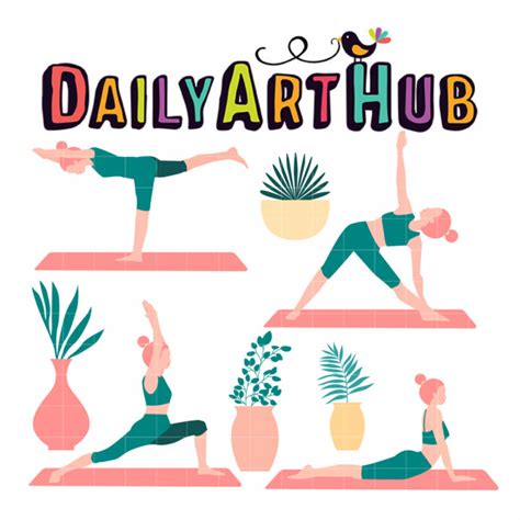 Yoga Girl And Plants Clip Art Set Daily Art Hub Graphics