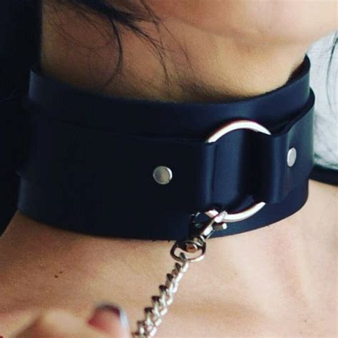 Buy Pu Leather Bdsm Fetish Bondage Collar Neck Ring Slave Neck Role Ring Necklace Harness At