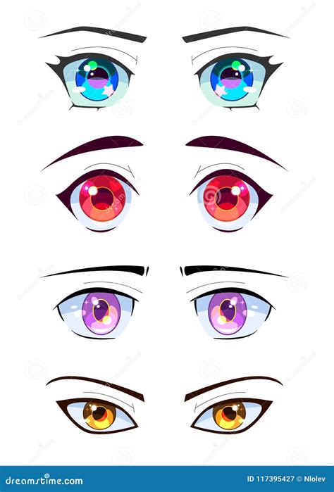 Anime Eyes Set White Background Stock Vector Illustration Of Design