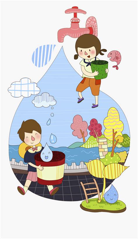 Transparent Save Water Clipart Images Save Water Cartoon Png Free