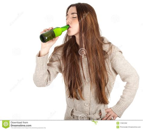 Teen Woman Drinking Beer Royalty Free Stock Images Image