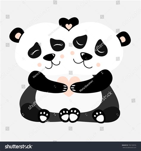 Hugging Panda Postcard Vector Illustration Stock Vector Royalty Free