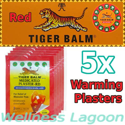 5x Tiger Balm Medicated Plaster Warm Warming 10cm X 14cm