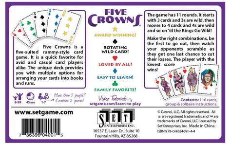 The set collection aspect of rummy is basically the same, with groups of three cards in the game, therefore, consists of eleven hands. FIVE CROWNS | America's Favorite Card Games®