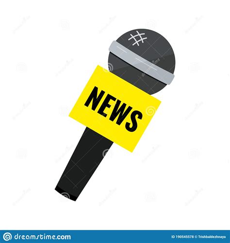 News Black Microphone Icon Isolated On White Background Stock Vector